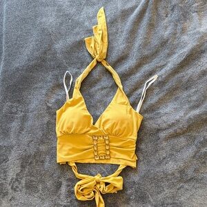 Yellow Halter Top with Buckle Detail